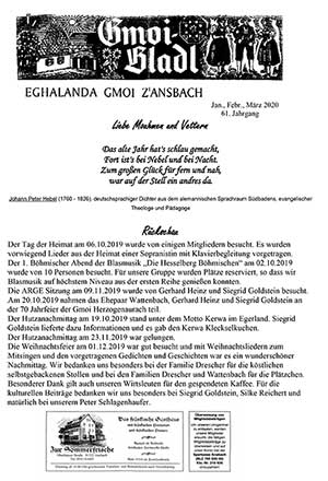 Ansbach Egerländer Gmoibladl 01 02 03 2020