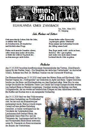 Ansbach Egerländer Gmoibladl 01 02 03 2021